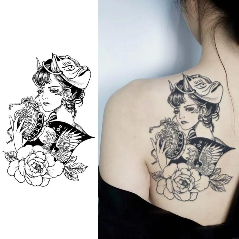 Japanese Geisha, Lasting 1-2 Weeks Waterproof, Temporary Tattoo Stickers, Realistic Semi-Permanent Arm Fake Tattoos.