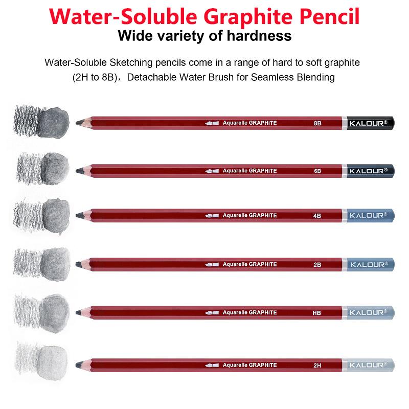 Kalour Aquarelle/Matt Graphite Pencil 8/6pcs Set Multiple Hardness Break-Resistant Sketching Pencils Kit Artist Art Supplies