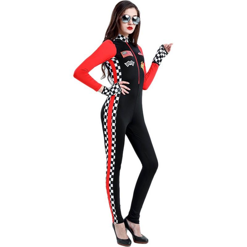 Womens Racing Jumpsuit F1 Car Model Costume Cheerleading Outfit Game Party Wear S-XXL