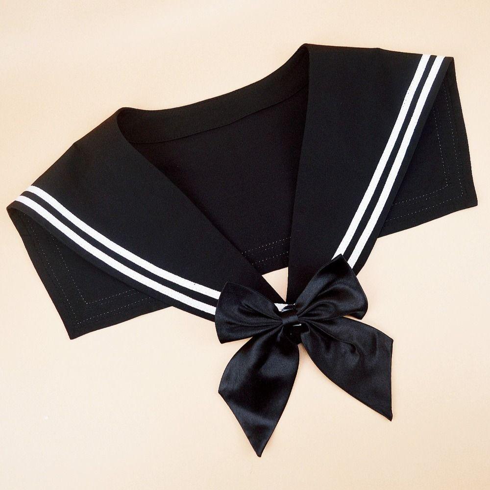 Cape Blouse False Collars White Collar Shawl Simple Striped Sailor Fake Collar  Women