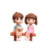 2pcs Sweety Cake Decoration Miniatures Crafts Resin Fairy Garden Couple Figurines Lovers Stool