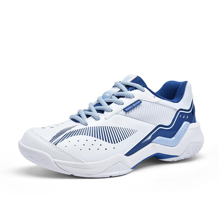 Li Ning Thunder Sonic Boom Амортизация Скользкая Устойчивая к истиранию Низкие Бадминтонные кроссовки Унисекс Белый Синий AYTV005-1