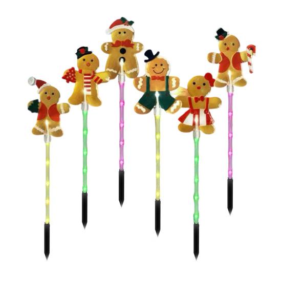 Solar Christmas Stake Lights Waterproof Outdoor Lawn Decor with Santa And Snowman Warm White LED String Lights for Yard And Pathway