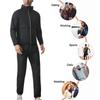 Men Hooded Sauna Sweat Suit Full Zipper Jacket Pants Set, Workout Body Shaper for Running Gym Training