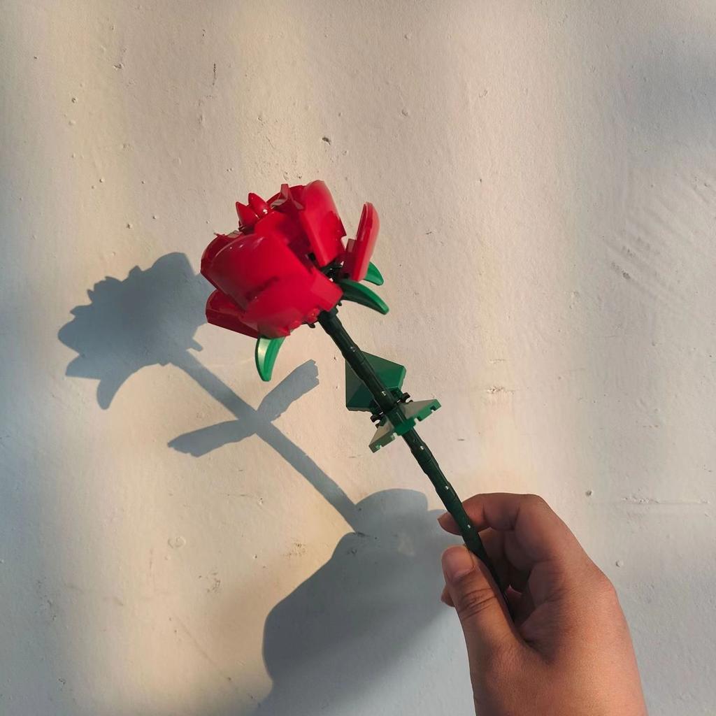 Креативный романтический цветок розы, домашний стол, украшение букета растений, строительные блоки, кирпичи, подарки на день рождения, День святого Валентина для девочек, влюбленных, леди