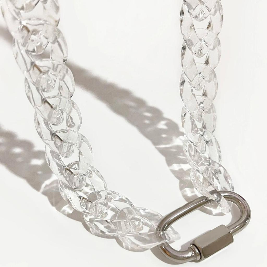 Unisex Trendy Hip-Hop Transparent Acrylic Necklace with Insurance Buckle