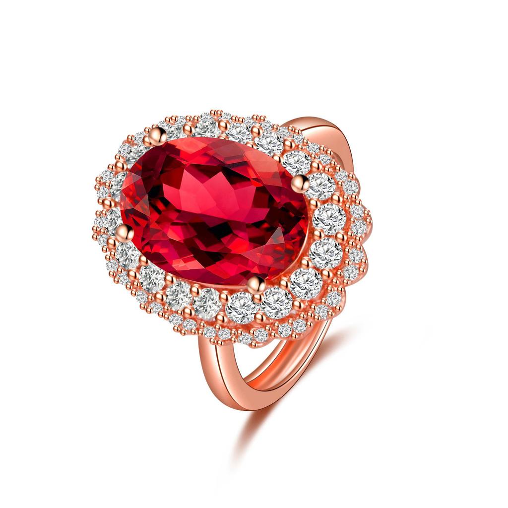 Комплект украшений для предложения руки и сердца с рубинами и бриллиантами: Кольцо с четырьмя когтями и ожерелье с подвеской