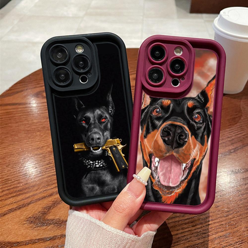 Мягкий чехол из ТПУ с ангельскими глазками для Samsung A10 A30 A50 A13 A23 A53 A14 A24 A34 A54 A15 A25 A35 A55 S20 S23 FE S24 Ultra Ae52 Animal Dog Doberman art