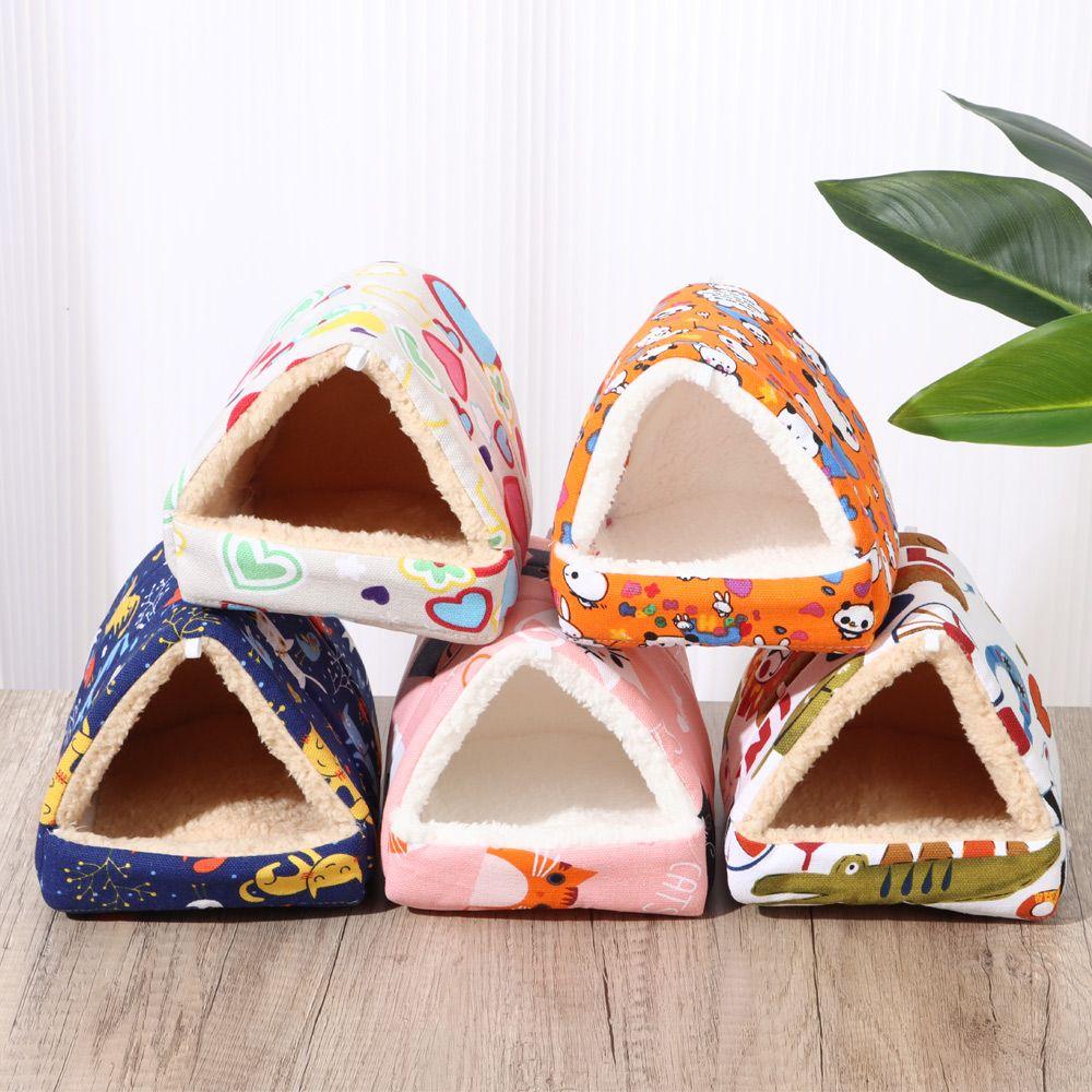 Полузакрытая зимняя удобная кровать для сна для маленьких животных, теплый коврик, гнездо для морской свинки, домик для хомяка