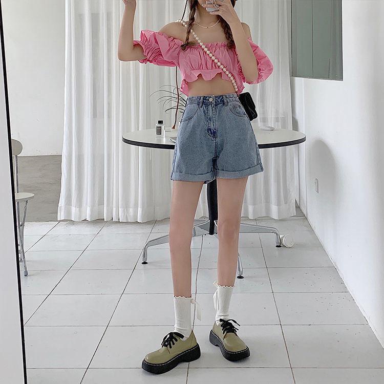 Женские джинсовые шорты с высокой посадкой в корейском стиле с широкими штанинами - тренд лета 2021