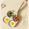 Сковорода для яиц с антипригарным покрытием, деревянная ручка, сковорода для омлета с четырьмя отверстиями, кастрюля для блинов и завтрака, кухонные принадлежности