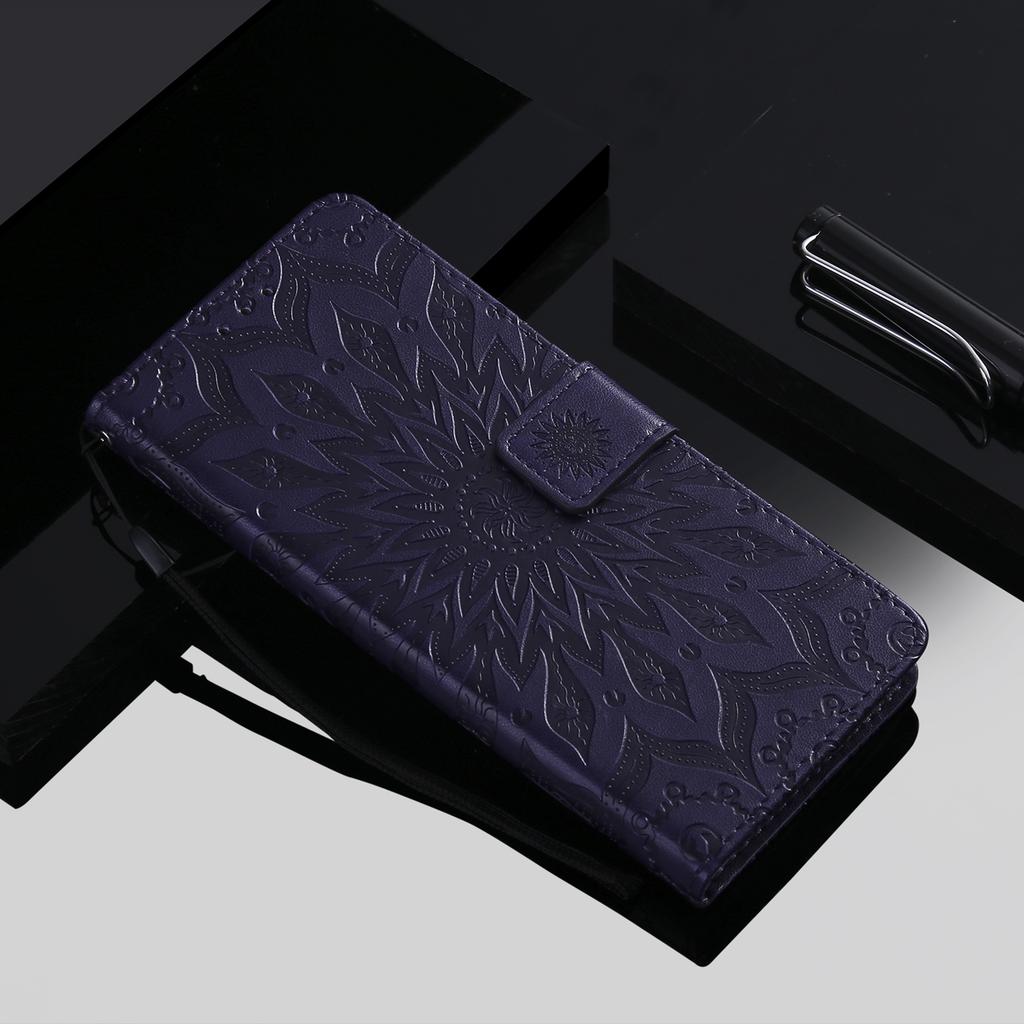 Кожаный кошелек-книжка для Apple iPhone 13 14 15 16 16E 17E 17 Pro Max Plus | С тиснением Мандала, держатель для карт, защитный