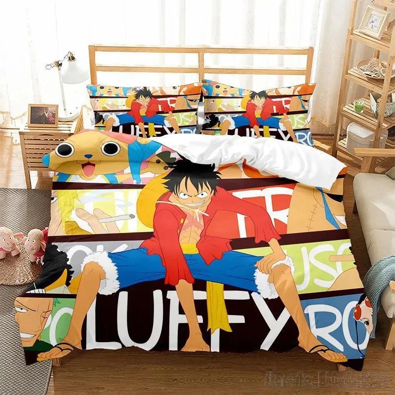 Аниме O-One Piece Комплект постельного белья Японский Луффи Детский Подростковый Пододеяльник Комплекты Постельное белье Двуспальный Односпальный King Детский Взрослый Подарок