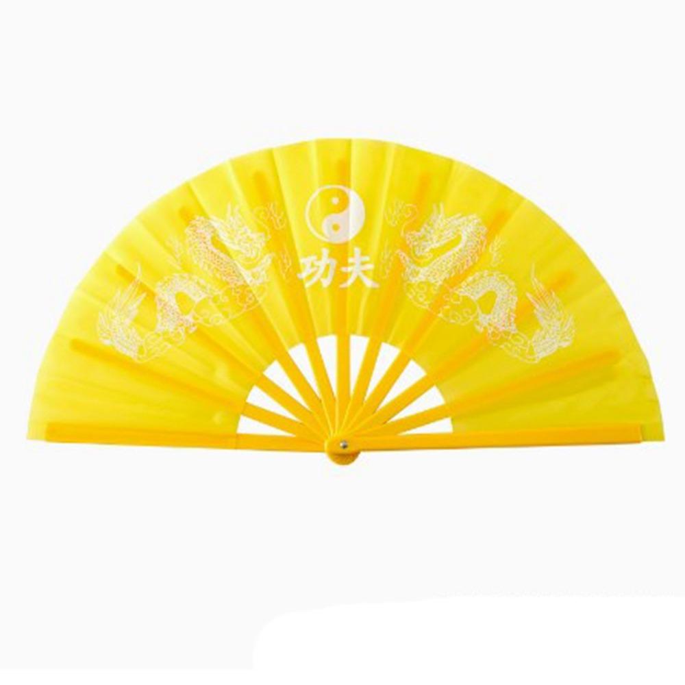 Пластиковая кость Китайский веер Тайцзи Йога Кунг-фу 34 см Ручной складной сценический веер Декор для свадьбы и вечеринки