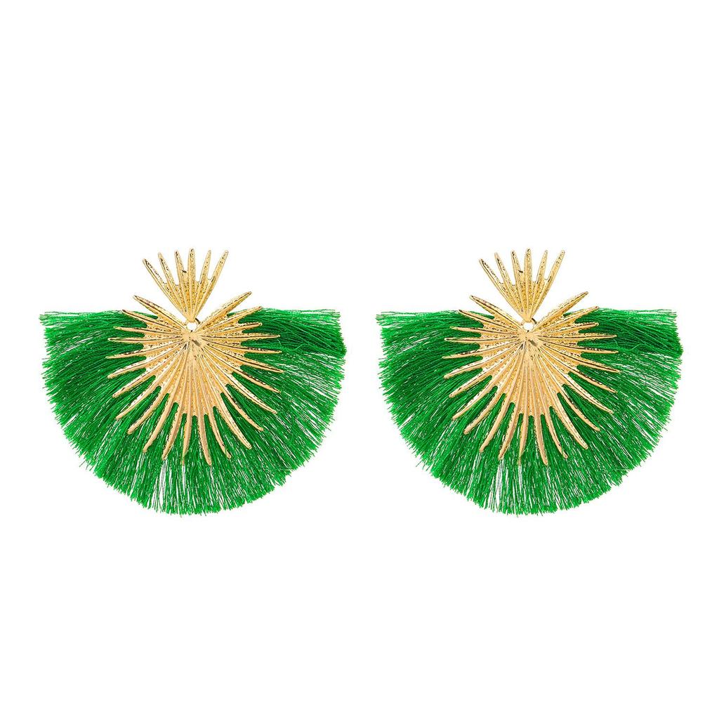 Retro Style Heart Shaped Earrings Simple Exaggerated Fan Shaped Tassels Geometric Earrings For Women