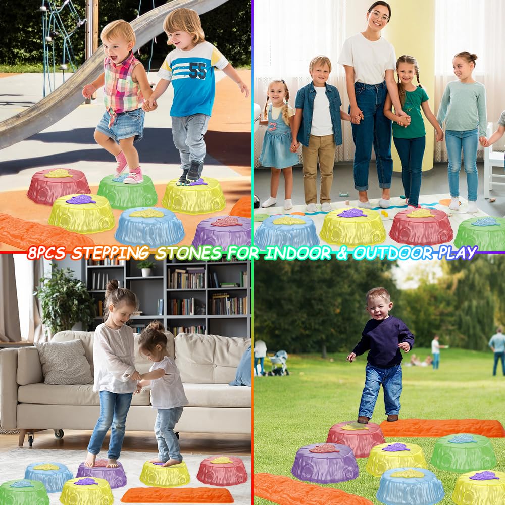 6/8Pcs Luminous Stepping Stones,Kid Sensory Training Toy Sensory Balance Board Toy Preschool Obstacle Course for Indoor Outdoor