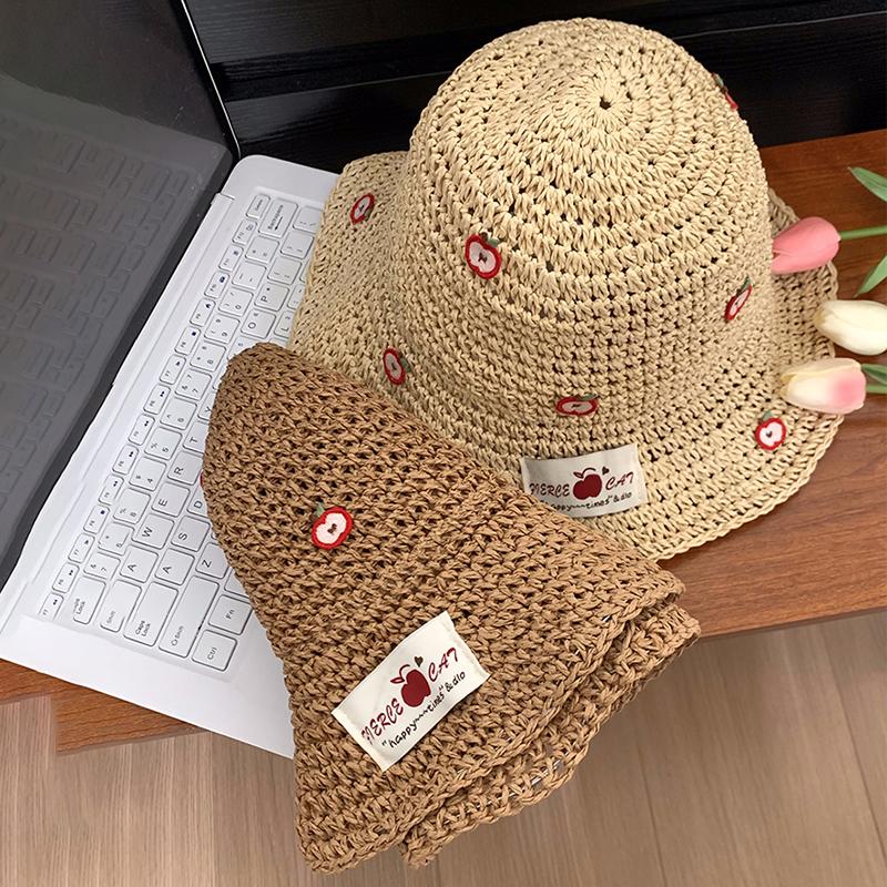 Sweet Vacation Leisure Handmade Straw Hat For Women Girls Breathable Summer Sun Hat Foldable Able Sunscreen Hat Gifts