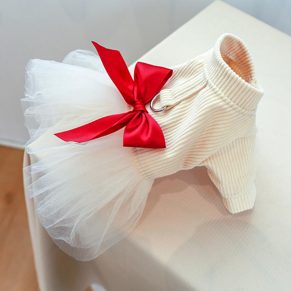 Dog Harness Dress with D Ring for Small Dogs Girl for Winter Dog Skirt