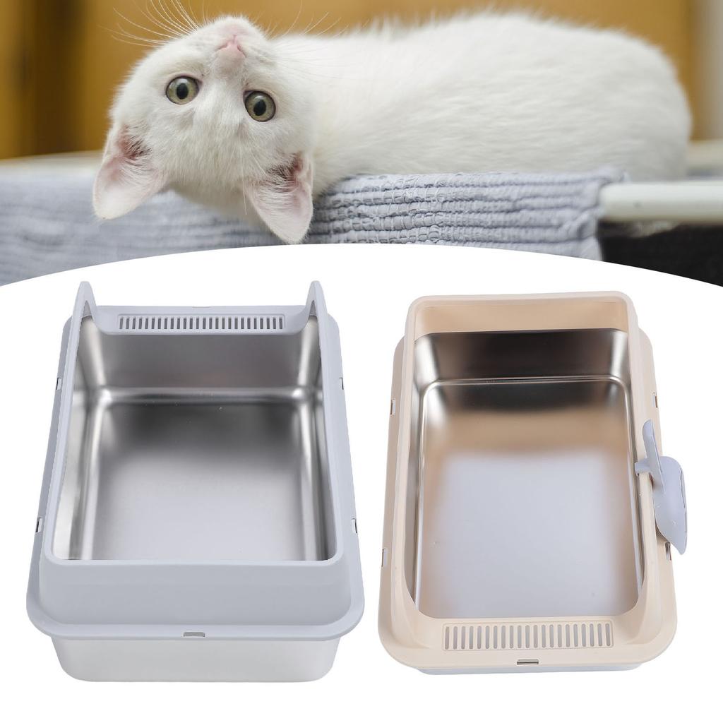 Кошачий туалет из нержавеющей стали, прочный, легко моется, не разбрызгивается, с высокими бортами, металлический лоток для кошачьего туалета