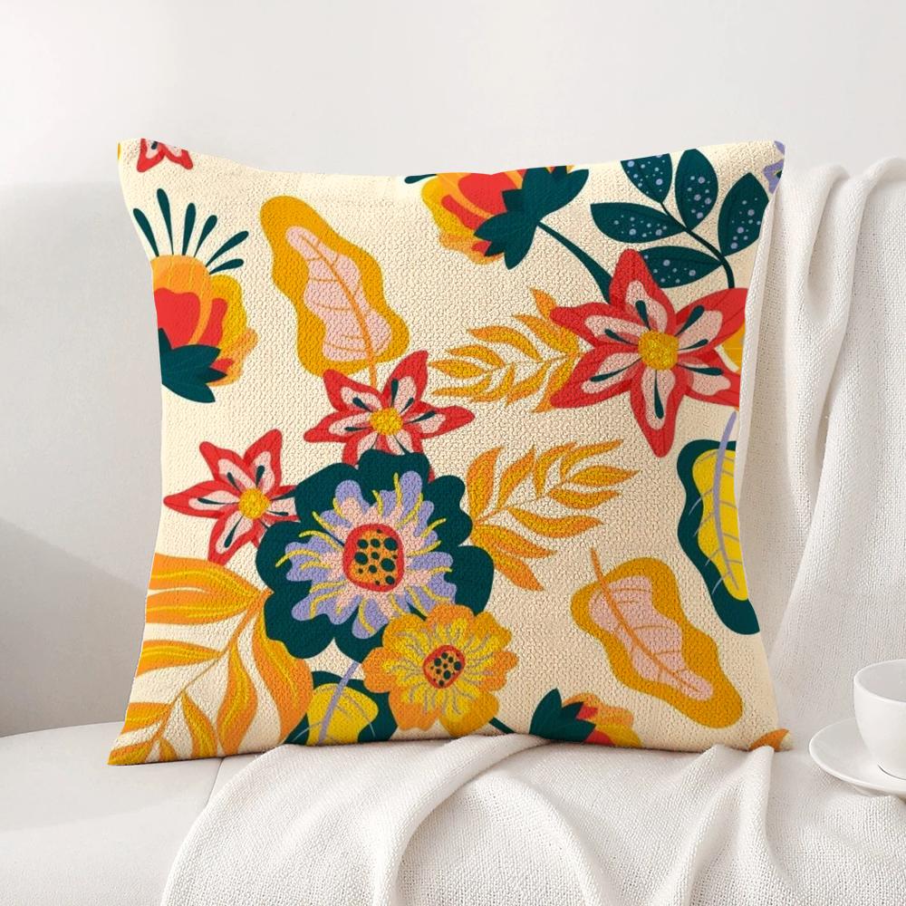 Classic Fresh Floral Pattern Cushion Cover Natural Linen Organic Fabric DoubleSided Printing Sofa Home Decor Gift Pillow Cover