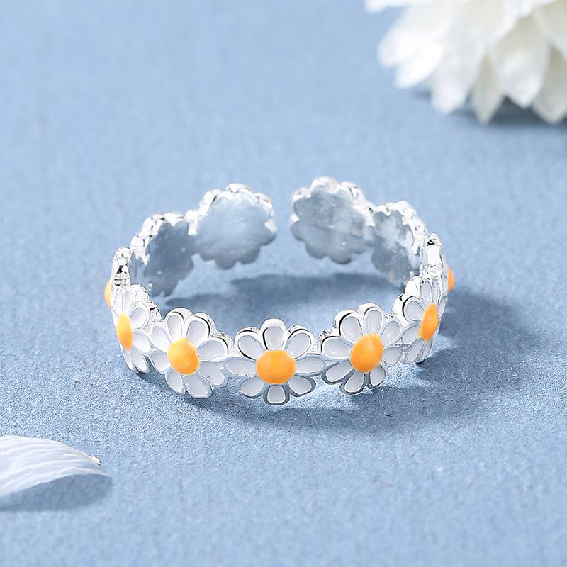 Rings For Women Daisy Flower Open Adjustable Rings Trendy Korean Style Sweet Cute Finger Ring Jewelry Gift