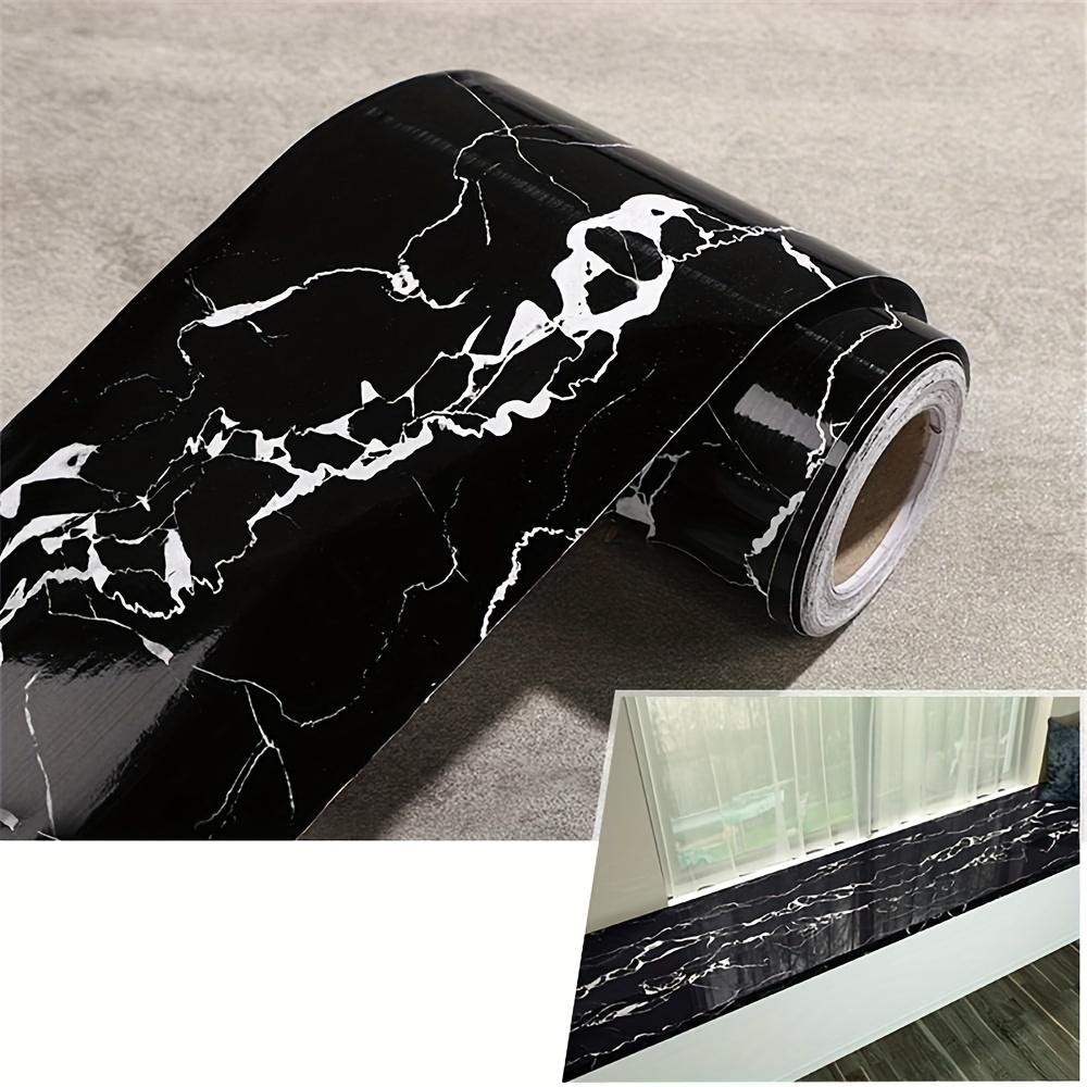 1 рулон 7,87*393,74 дюйма Черный трещиноватый мрамор Водонепроницаемый поясной водонепроницаемый самоклеящийся плинтус ПВХ кухонная задняя панель гостиная декоративный