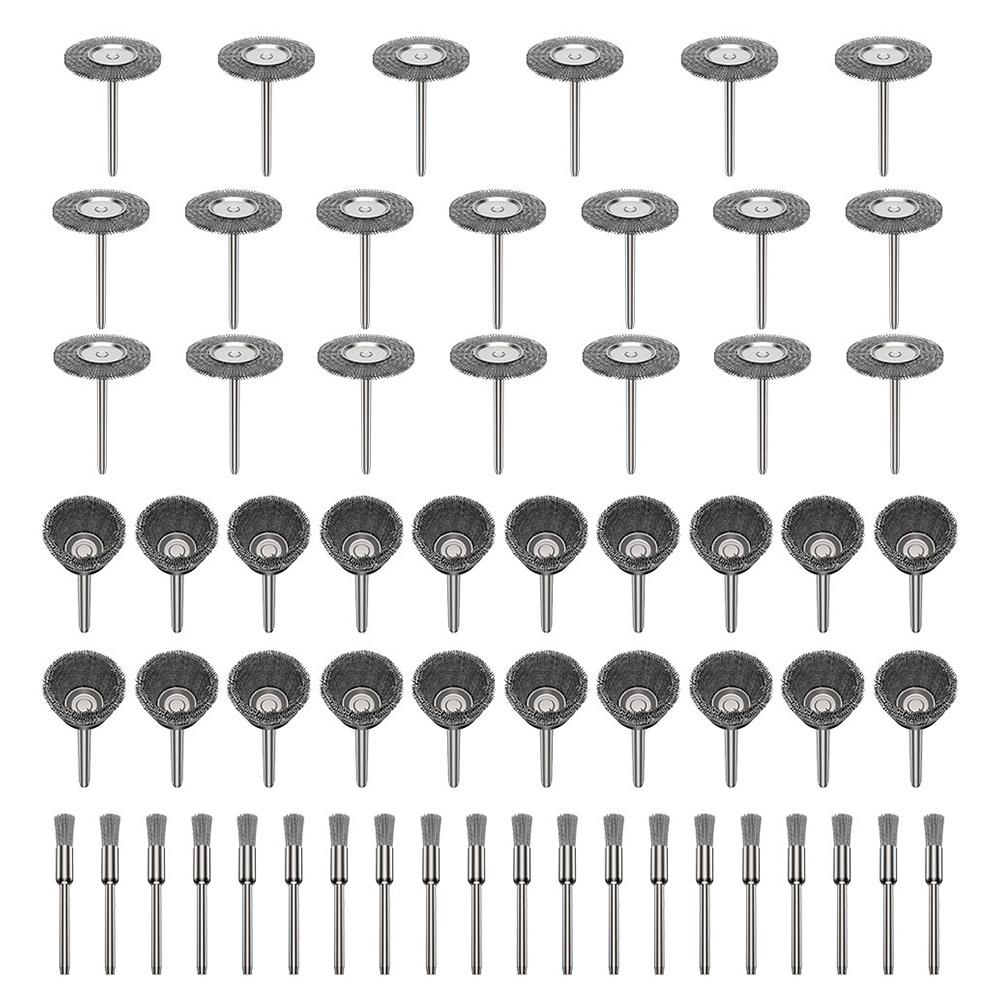 36/60Pcs Brass Brush Steel Wire Wheels Brushes Drill Rotary Tools Polishing Dremel Rotary Tools Metal Rust Removal Brush Set