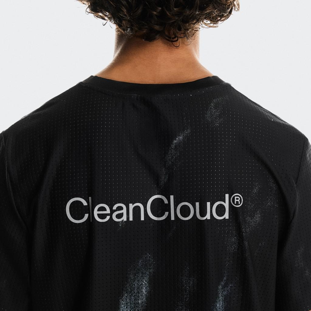 On Pace FW/AW25 Сетка CleanCloud Fashi Граффити Дышащая Эластичная Обычная Футболка с Коротким Рукавом Мужская Топы Черный 1MF10030777