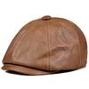 Осенне-зимний берет из натуральной кожи: Мужская восьмиклинная кепка газетчика из коровьей кожи, кепка художника-утка, корейский стиль, женская трендовая кепка.