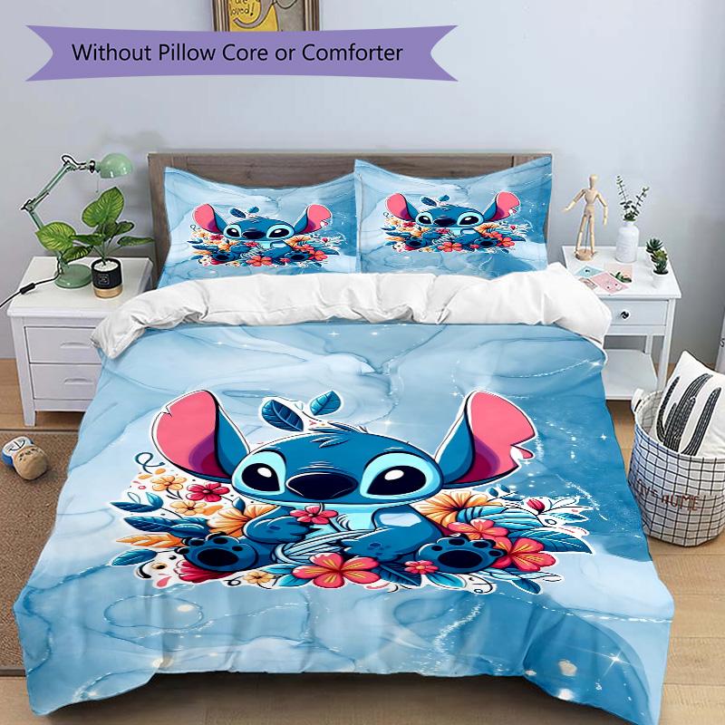 Stitch'S Floral Fantasy Print 3Pcs Bedding Setduvet Cover With 2 Bedropillowcase Home Birthday Gift