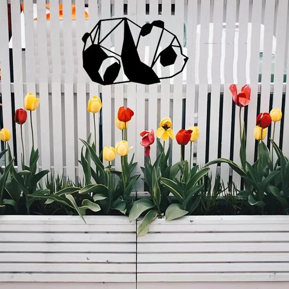 1 шт. Металлические панды настенное искусство - черные металлические скульптуры для декора улицы, гостиной, ванной комнаты и спальни