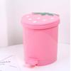 Mini Trash Can with Lid Plastic Trash Basket for Home Bedroom Office Desktop Garbage Storage Box Strawberry Container