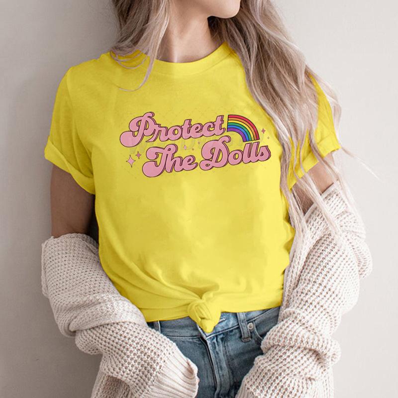 Protect The Dolls Quote Print Tshirt LGBTQ Proud Gift Rainbow Fashion Unisex Tshirts Unisex Casual Crew Neck Summer Tops Clothes