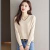 Autumn and Winter Long Sleeved T-shirt Women's Base Shirt Loose Top V-neck Knitted Sweater with Sweater Underneath