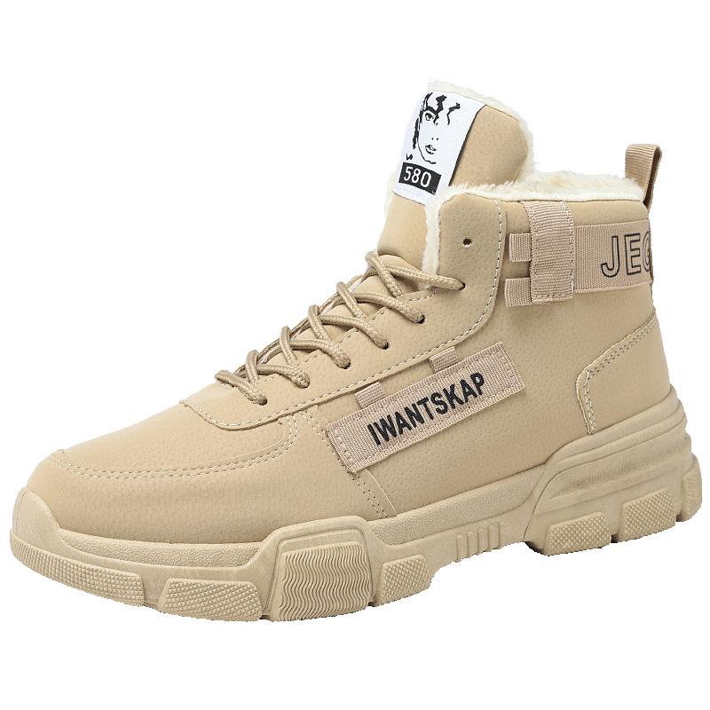 Флисовые зимние ботинки мужские зимние высокие ботинки Мартина британские теплые мужские ботинки хлопковая обувь мужские утепленные хлопковые ботинки повседневная обувь