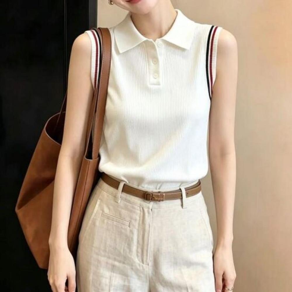 Rellawear Sleeveless Ribbed Collar Top 26jt10