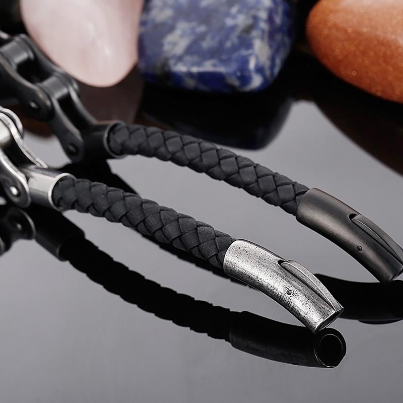 Винтажный браслет-цепочка из матовой нержавеющей стали 6 мм для мужчин и женщин, мужские кожаные браслеты в стиле рок-н-ролл, мужские украшения