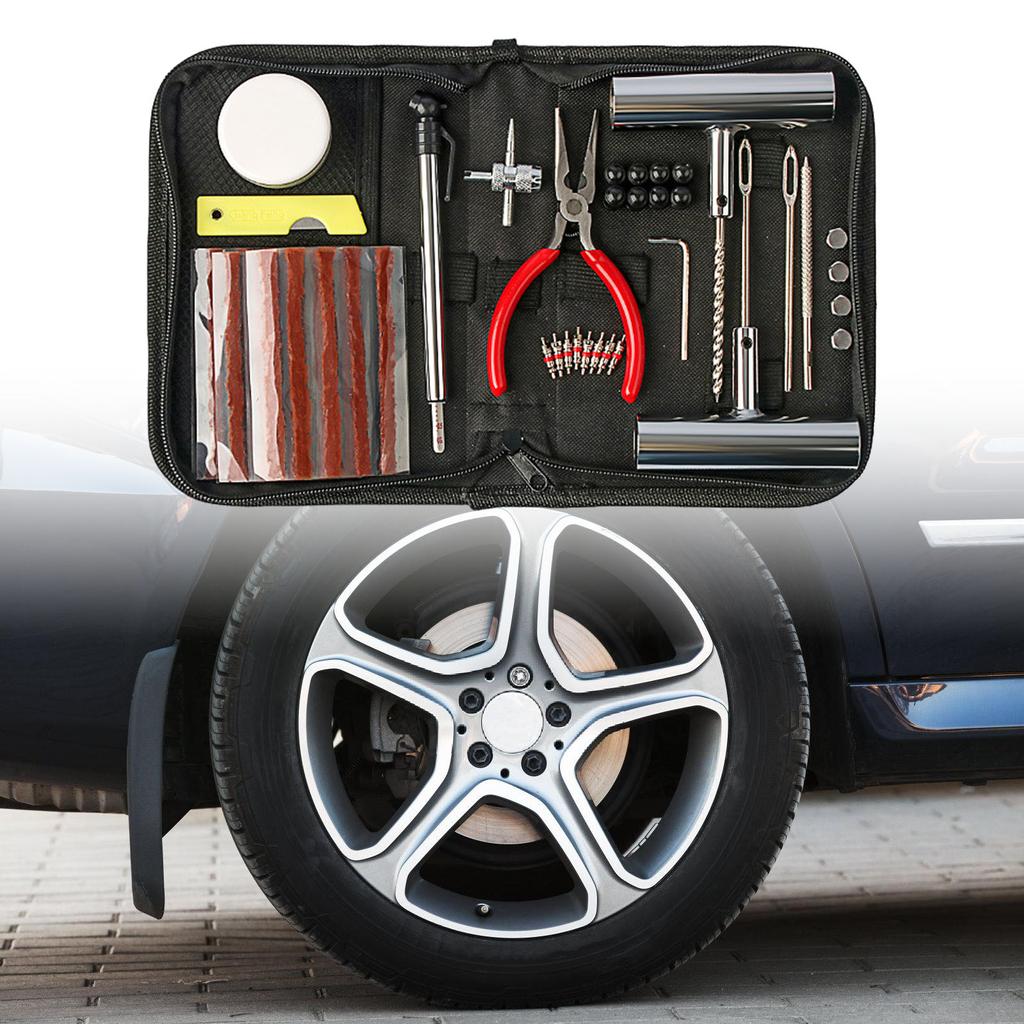 Универсальный комплект для ремонта шин большой грузоподъемности 46 шт. Ремонт проколов и плоских шин подходит для автомобилей, грузовиков, мотоциклов, тракторов