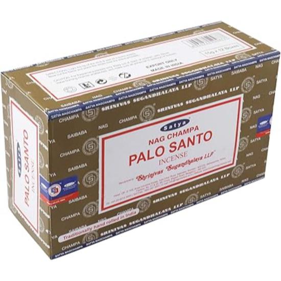 Satya Nag Champa Palo Santo Incense Sticks Agarbatti 180 Grams Box | 12 Packs of 15 Grams Each In a Box | Export Quality