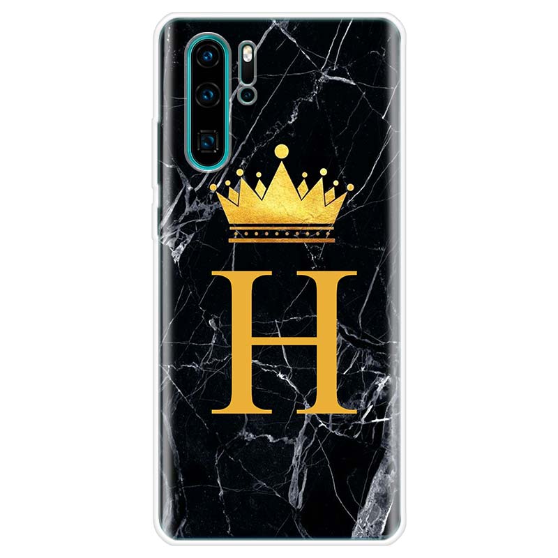 Letter Alphabet Crown A-J Cover Phone Case For Huawei Y5 Y6 Y7 Y9S P Smart Z 2019 Honor 10 Lite 9 20 9X 8S 8X 8A Pro 7A 7X Coque