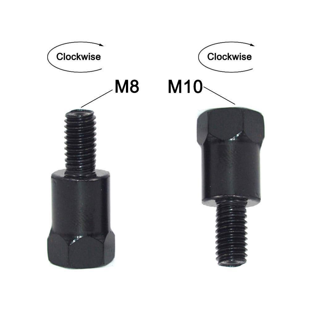 Pair Black Mirror Adapters M10 10MM M8 8MM Motorcycle Rearview Mirrors Conversion Bolt Clockwise Anti-clock Right Left Thread