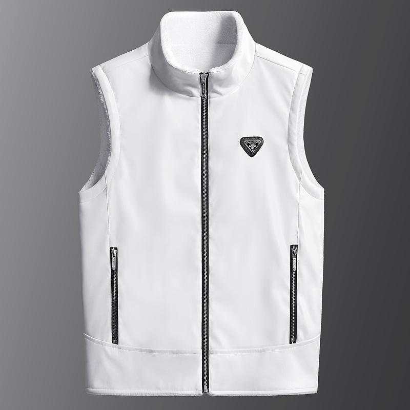 Autumn and Winter Season Leather Vest Men's Thick Vest with Integrated Fur and Plush Insulation Vest