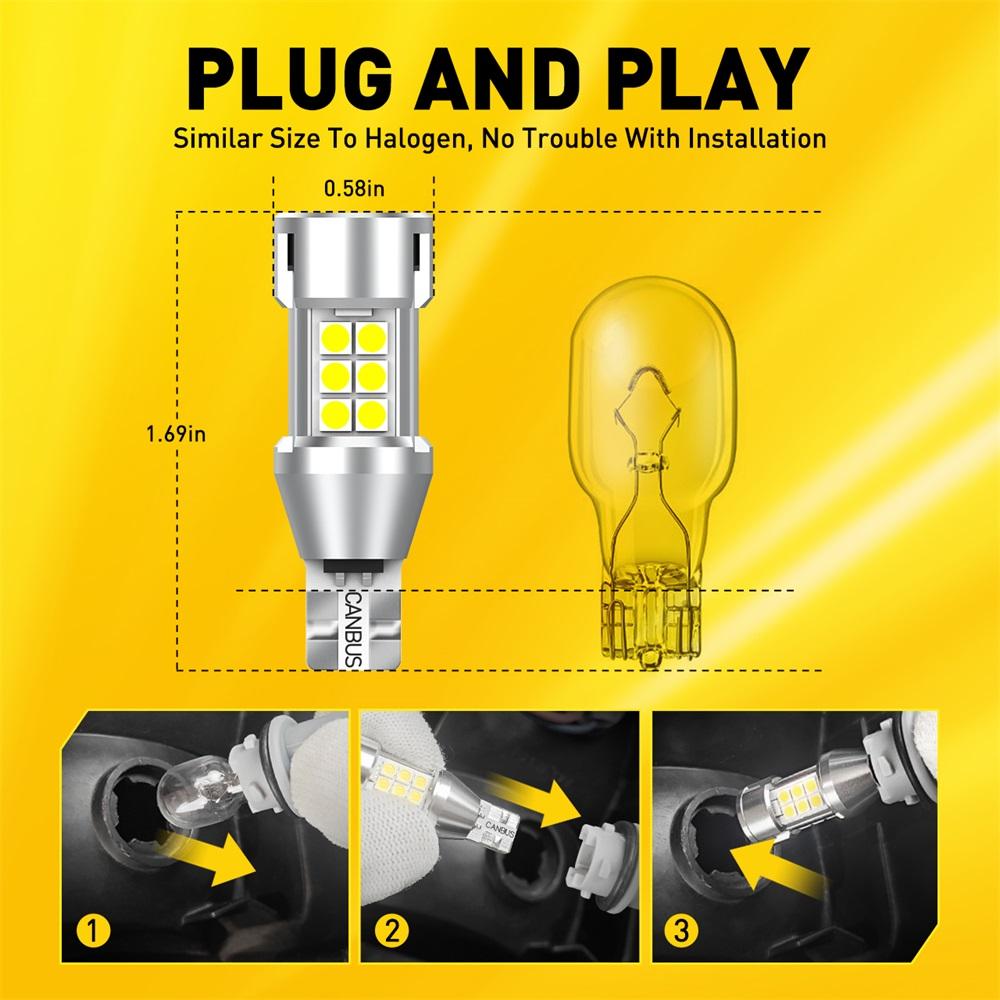 AUXITO 2Pcs Turbo T15 W16W LED Backup Reverse Light Canbus No Error Bulbs 2000LM 921 912 LED Bulb Car Rear Reversing Lamp 16W