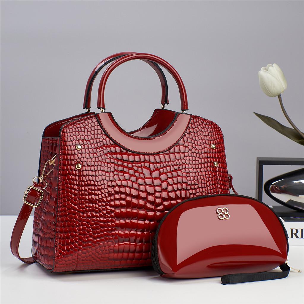 Pu Solid Color Pattern Tote Handbag With Zipper Pockets For Daily Use