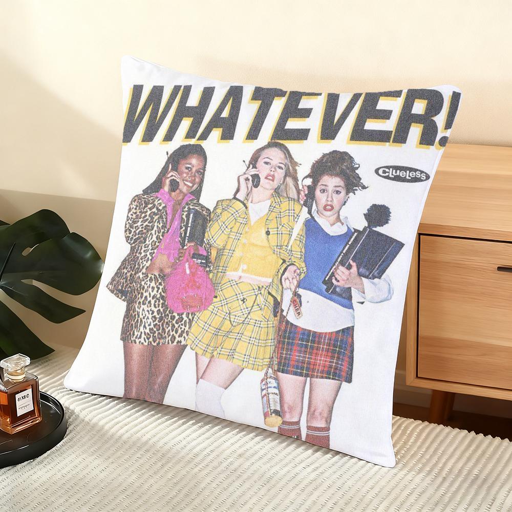 Classic Movie Clueless Cushion Cover Silky Short Plush Home Sofa Cushion Cover - Invisible Zipper Home Decoration