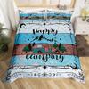 Camping Rules Duvet Cover Camper Bedding Set Twin Size for Kids Child,Rustic Cabin Camping Comforter Cover Set Farmhouse Style Camping Decor