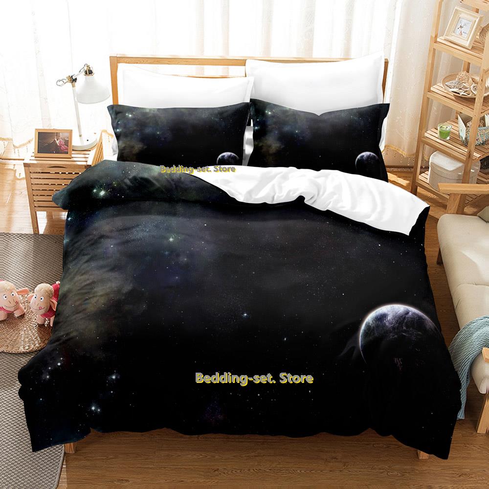 Комплект постельного белья Planets Single Twin Full Queen King Size Bed Set Adult Kid Bedroom Duvetcover Sets Outside Space Universe Bed