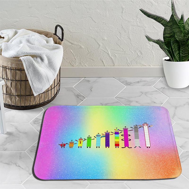 Коврики с цифровыми блоками с героями мультфильмов для спальни, плюшевые коврики с цифрами, коврики из фильмов, прикроватные коврики, нескользящие напольные коврики