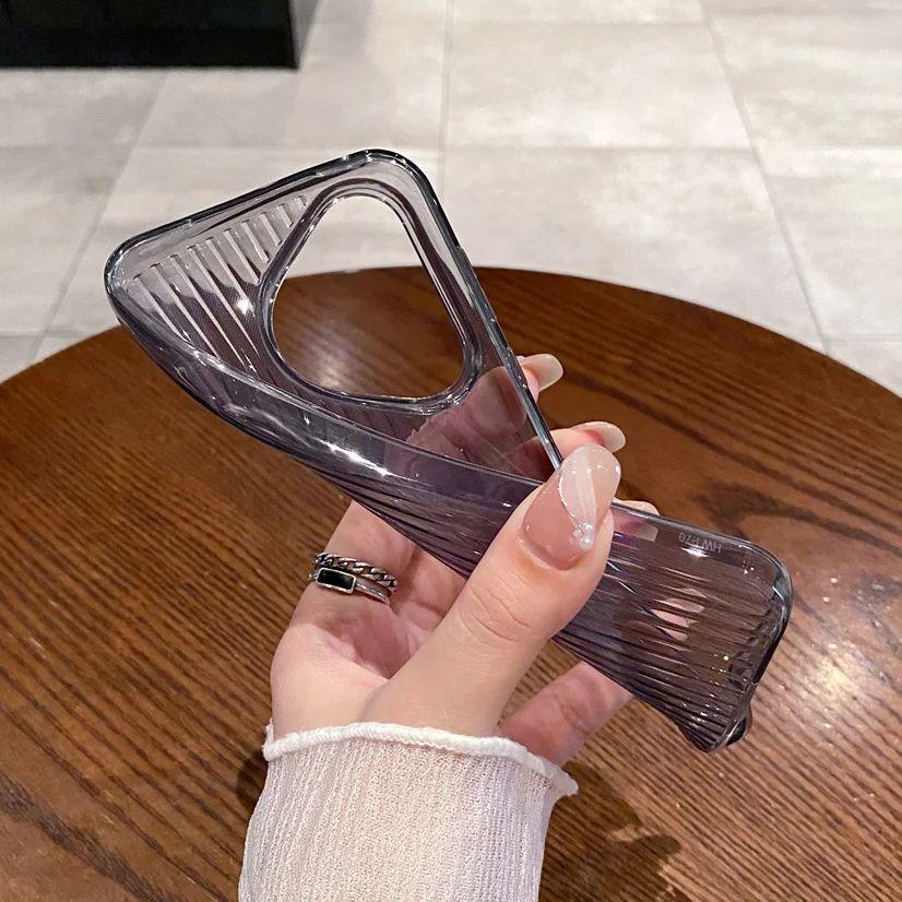 Luxury Crystal Transparent Stripes Pattern Case For Huawei Pura70 P70 P60 P50 Ultra Mate 60 50 40 Pro Soft TPU Shockproof Funda