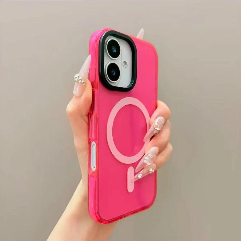 Конфетного цвета MagSafe Чехол для телефона для iPhone 17Air 16 15 13 14 12 11 17ProMax 16plus Беспроводная зарядка Мягкий силиконовый Бампер Чехол